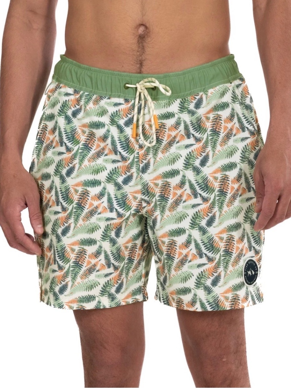 Fish Hippie Men's Green Tropical Print Swim Trunks Volley Short